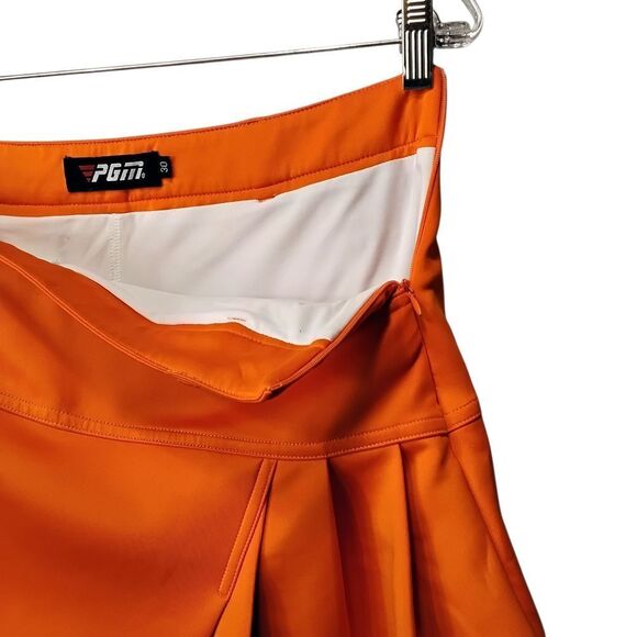 PGM (Pro Golf Masters) Orange Asymmetrical Pleated Golf/Tennis Skort - Size 30 - Picture 3 of 14